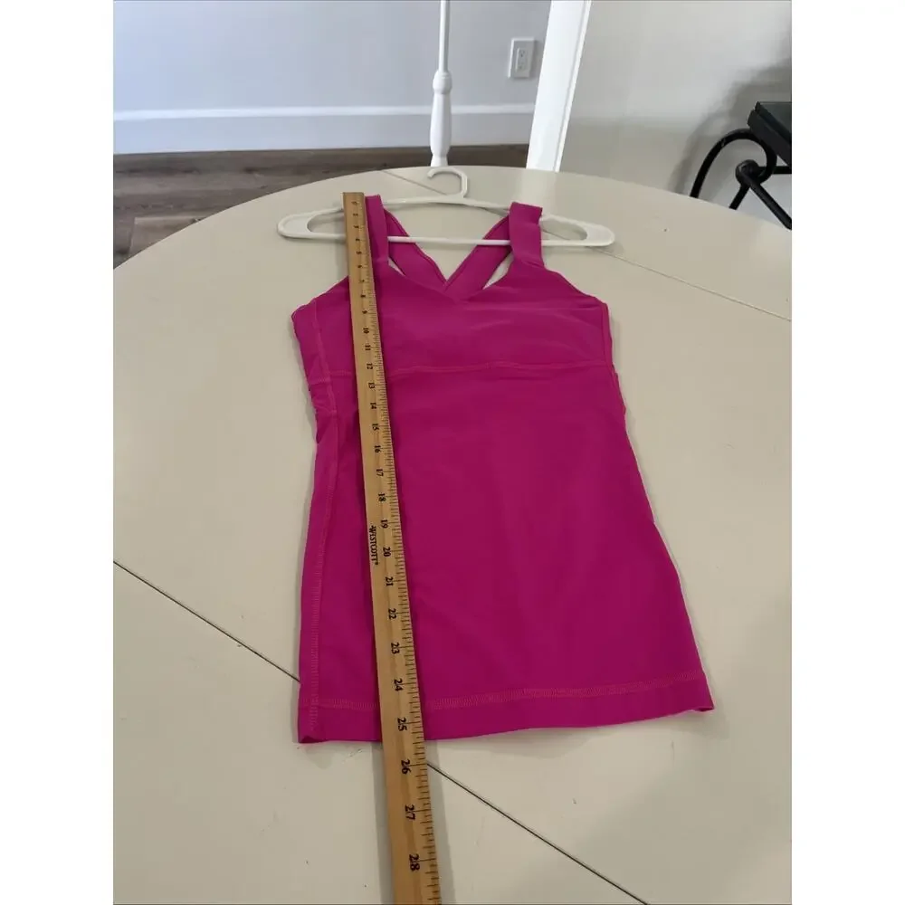 LULULEMON Womens Push Ur Limits Bright Pink Fuchsia Tank Top Size ^